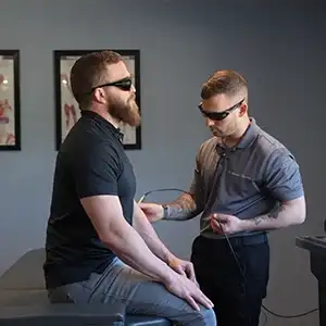 images of a person getting laser tharapy